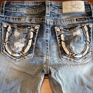 Miss Me Blue Boot Cut Jeans with Decorative Stitching